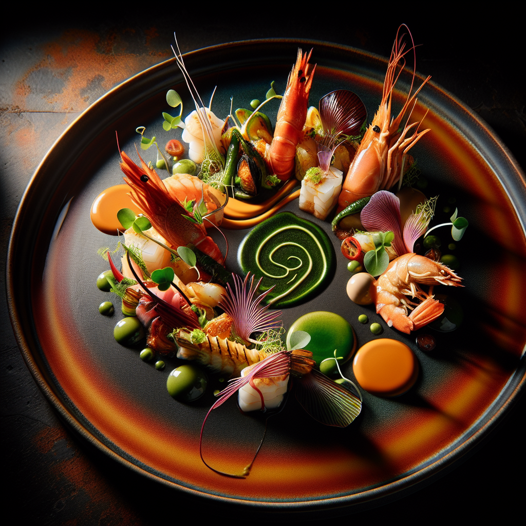 Elegantly plated fusion main course